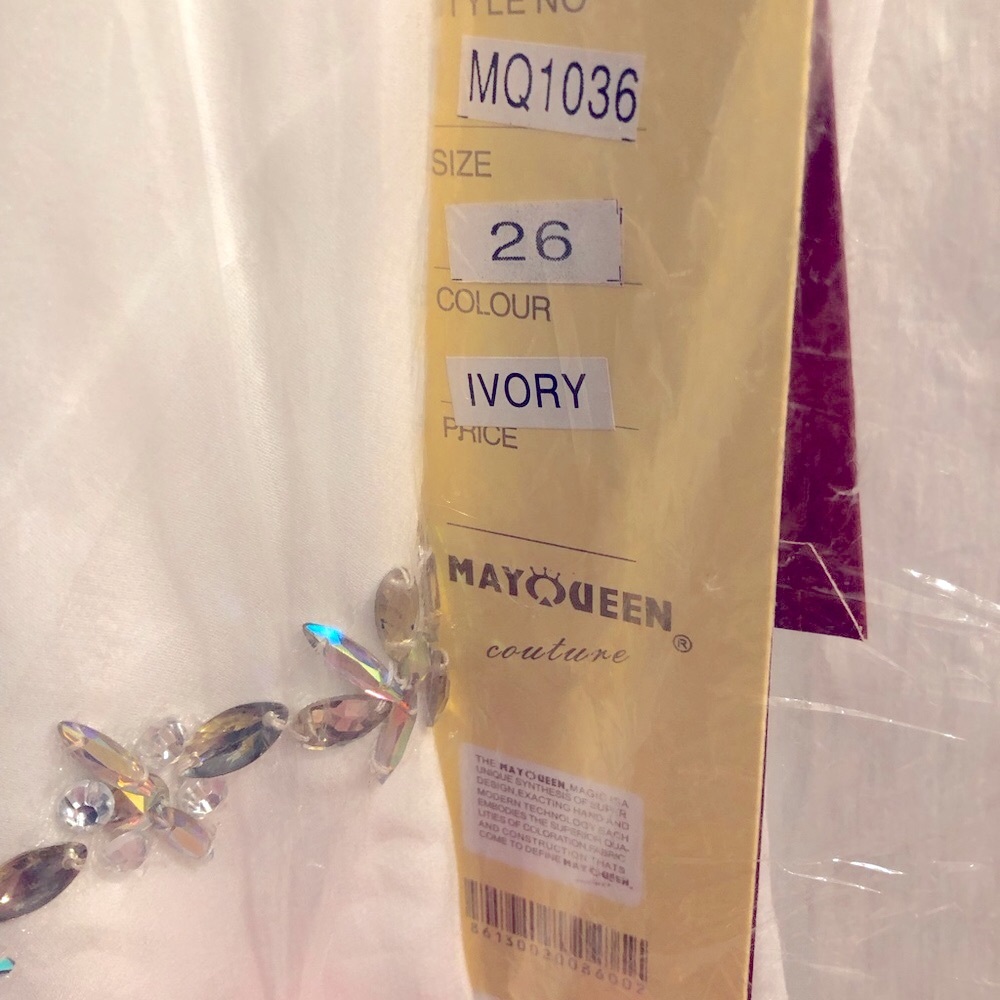 ๐ May Queen Ivory Dress with empire bling waist, extra straps and shawl size 26w - Picture 7 of 16